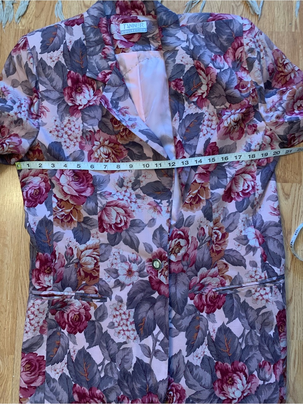 Floral Pink Blazer with 'Leave Me Alone' Opossum Patch - Picture 9 of 10